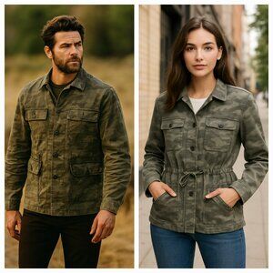 American Eagle Camo Utility Chore Cargo Jacket 100% Cotton Unisex